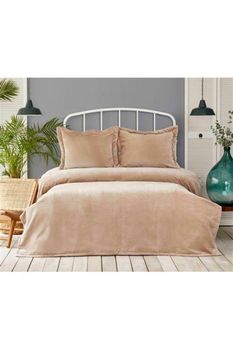 Karaca Home Gabriel Bej Çift Kişilik Soft Yatak Örtüsü Seti
