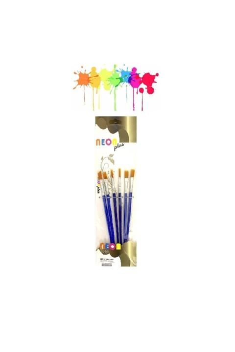 NEON PLUS Düz Uç Akrilik Boya Fırça Seti Resim Fırçası