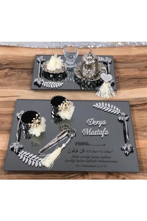 MerHan Party Söz Tepsisi Takımı Yüzük Tepsisi Damat Kahvesi Takımı