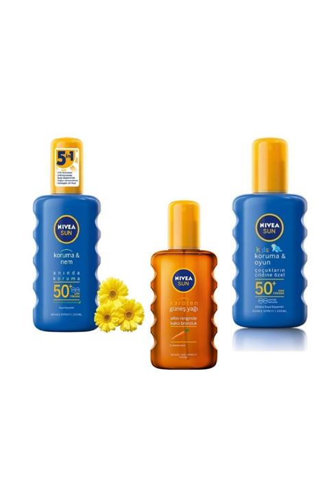 Nivea Sun Güneş Kremi 3'lü Set - Yetişkin 50 Faktör - Çocuk 50 Faktör-karoten Bronzluk 6 Faktör
