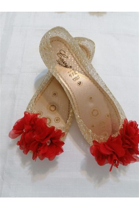 EL EMEĞİ TASARIM Simli Swarovski Taş Detaylı Babet