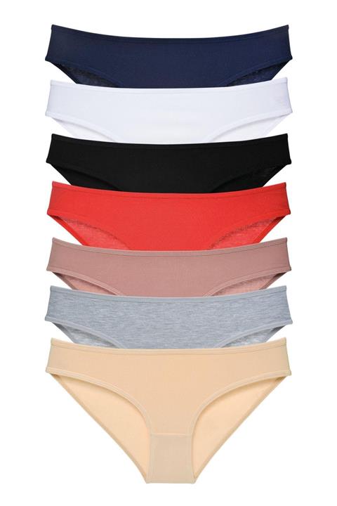 LadyMelex Kadın Koyu Renkler 7'li Paket Klasik Slip Külot