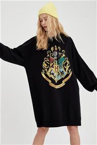 DeFacto Harry Potter Lisanslı Kapüşonlu Oversize Sweat Elbise