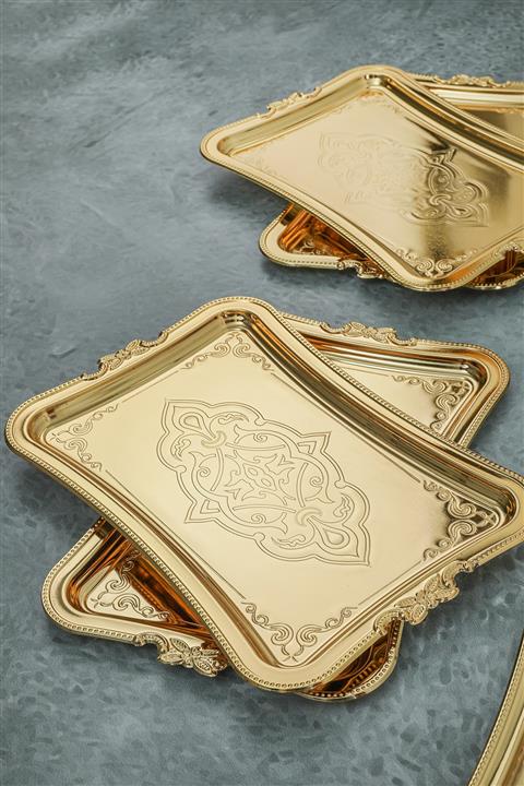 Miningaa 25 Cm Özel Üretim Metal Tek Kişilik Kahve Sunum Metal Damat Söz Tepsisi