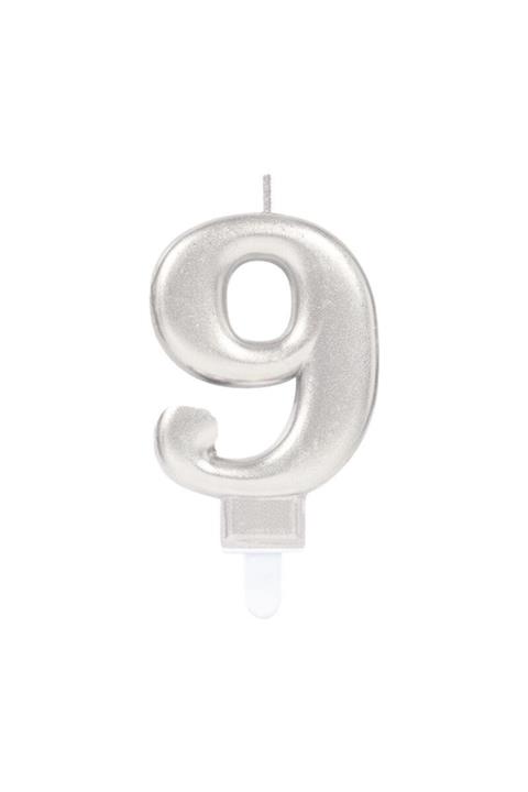 HİMARRY Parti Aksesuar Parti Malzemeleri 9 Rakam Mum Gümüş Renk
