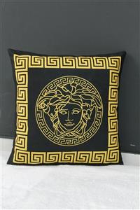 Ens Deco Ensdeco Siyah Altın Etnik Versace Desenli Modern Koltuk Yastık Kırlent Kılıfı 45x45