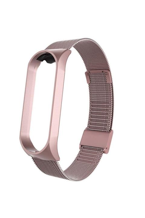 Tiegem Xiaomi Mi Band 3-4 Hasır Metal Kordon Akıllı Bileklik Kayışı -rose Gold