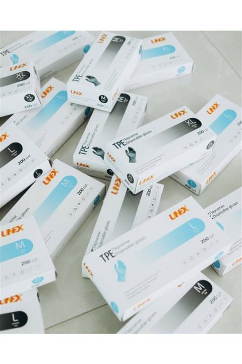UNEX Tpe Çok Amaçlı Eldiven 200'lü Xl Beden - Mavi Renk - 5 Paket - 1000 Adet Eldiven