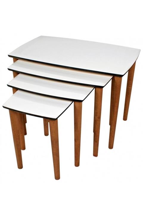 Mirabella Sehpa 4 Lü Zigon Sehpa Ahşap Ayaklı