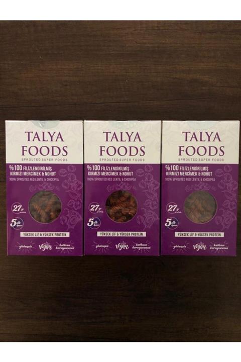 TALYA FOODS %100 Filizlenmiş Kırmızı Mercimek Ve Nohut Makarnası 200 Gr X3