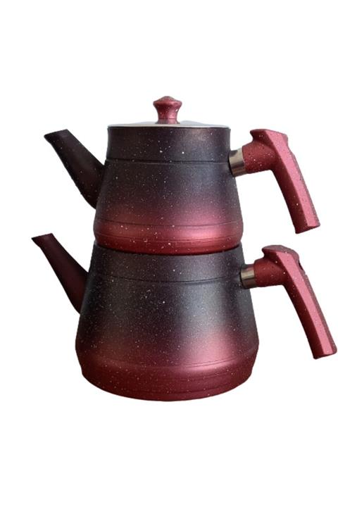 Sara Mutfak Eşyaları Sara Granit Bakalit Kulp Çaydanlık Aile Boy Kırmızı