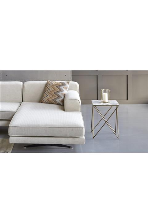 Vivense Fi Yan Sehpa Beyaz Eskitme Gold Ayak