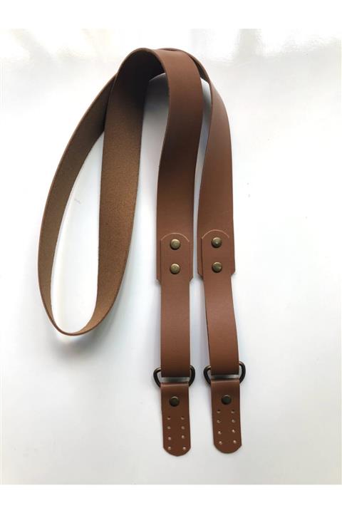 İğne İplik Hobi Unisex Kahverengi Metal Aksesuarlı Suni Deri Çanta Askısı