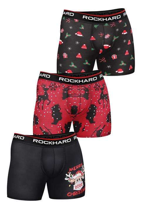 rockhard Erkek Yılbaşı Özel Siyah Boxer 3'lü Paket 7003-y5