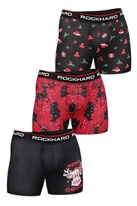 rockhard Erkek Yılbaşı Özel Siyah Boxer 3'lü Paket 7003-y5