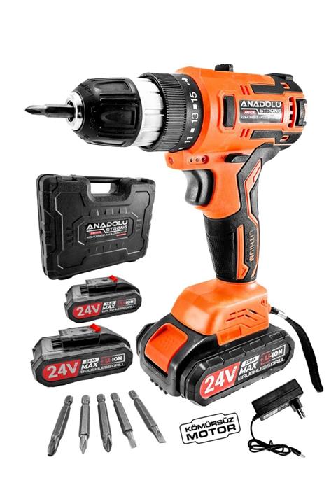Anadolu Strong Ans1078 Kömürsüz Yüksek Batarya Gücü Çift Akülü Profesyonel Yüksek Torklu Matkap