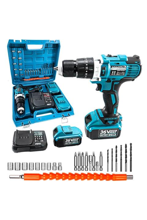 Anadolu Strong Ans1054-m Profesyonel Darbeli Akülü Matkap Çift Akülü Metal Mandren