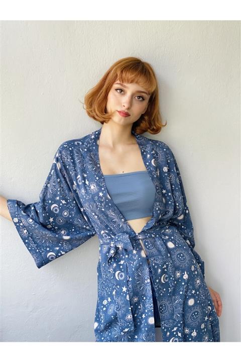 Retrobird Garnili Güneş Desen Kimono