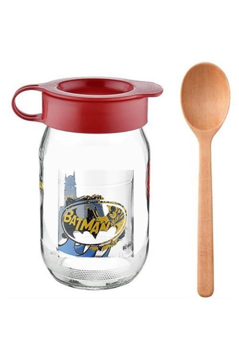 KaktüsKedi Batman Cam Yiyecek Kavanozu Ahşap Kaşık 714108