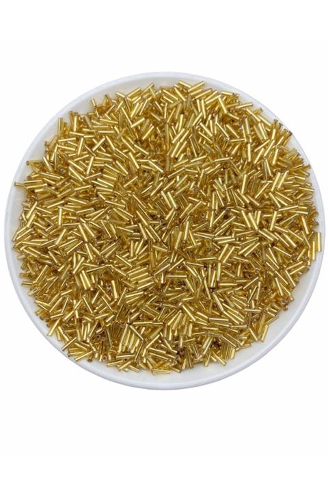 Hedef Bijuteri 50gr Altın Sarısı / Gold Renk Cam Boru Boncuk