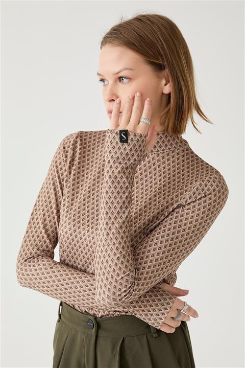 Suud Collection Haki Piramit Desenli Body