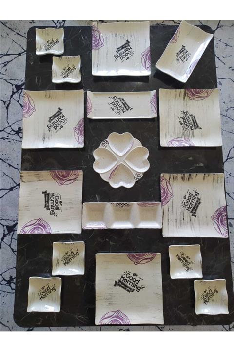 Klas Ticaret Good Morning Kare 6 Kişilik Kahvaltı Takımı 16 Parça