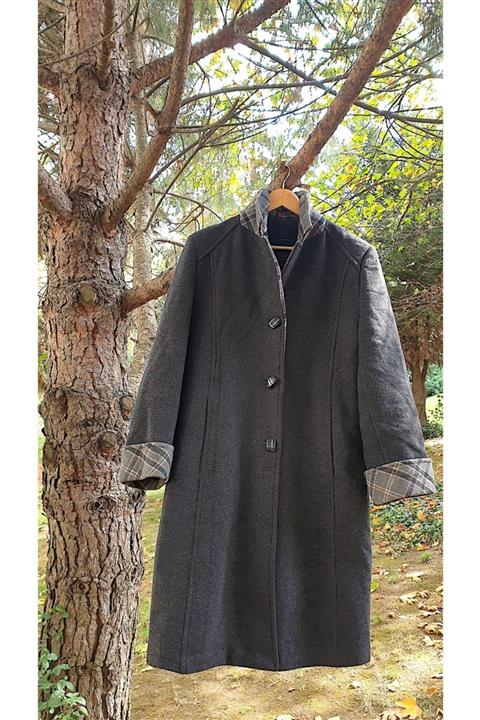 Fi designer Kadın Antrasit Tasarım Patch Detaylı Palto