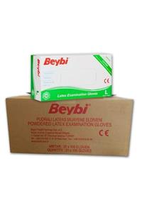 Beybi Pudralı Lateks Muayene Eldiveni Large Beden 1 Koli ( 20 Paket )