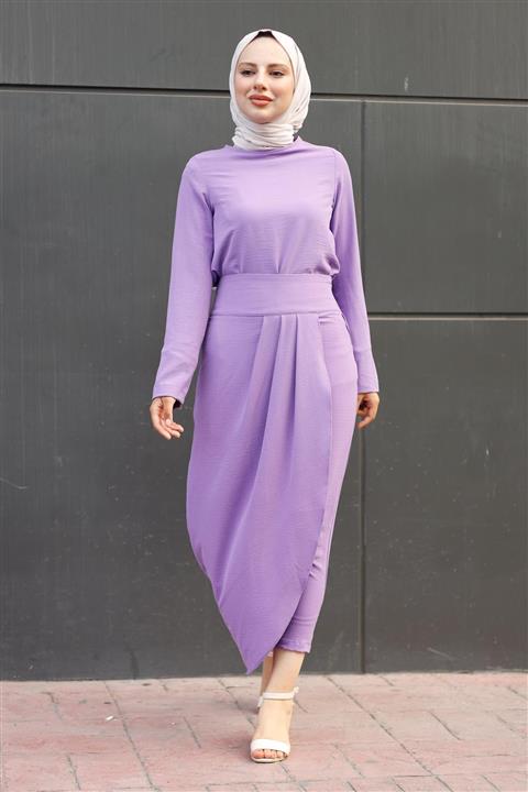 meqlife Asimetrik Kesim Takım - Eflatun