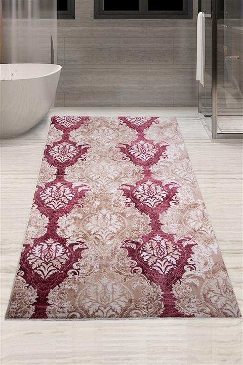 Bonny Home Şark Mürdüm 160x230 cm Tek Parça Banyo Paspası Kaymaz Taban Büyük Ebat Banyo Halısı
