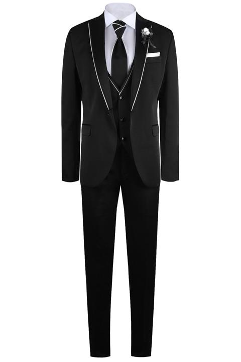 YSF Giyim Slim Fit Kırlangıç Yaka Yelekli Damatlık 187-310