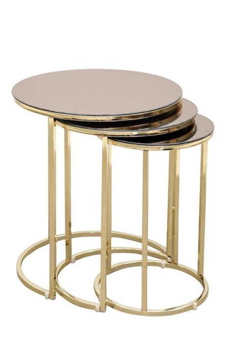 Uygun Yuvarlak 3lü Zigon Sehpa Servis Sehpası