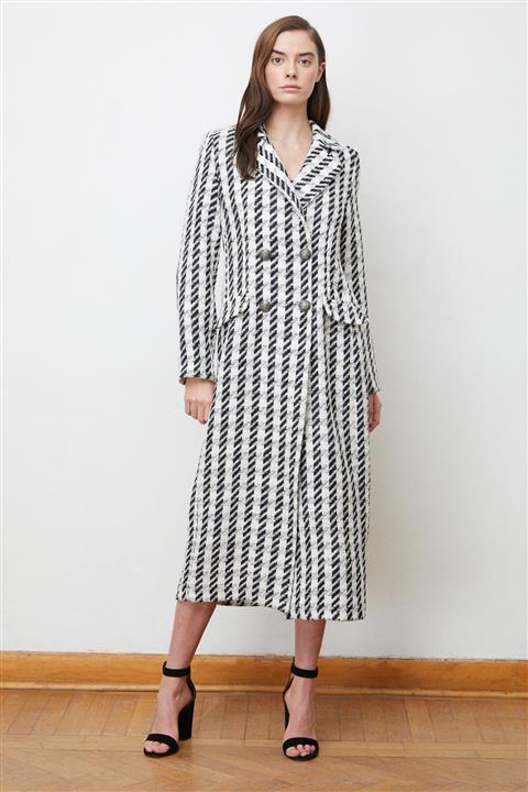 Armadio Design Kadın Bej Alexandra  Düz Kesim  Cepli 4 Düğmelipalto 9003