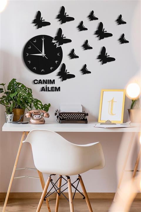 Hepsisenden Dekoratif Isimli Kelebek Temalı Duvar Saati