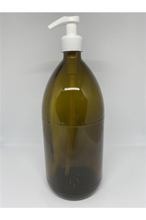 parlakcam 2 Adet 1000cc Pompalı Bal Rengi Cam Şişe