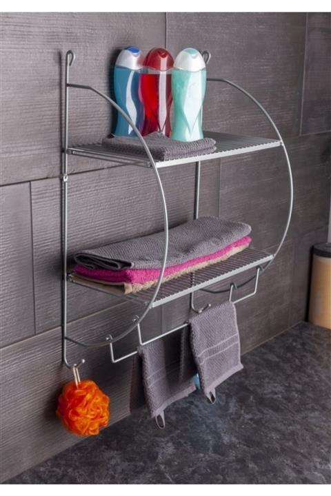 Evistro Banyo Ve Mutfak Havlu Rafı 2 Katlı Metal Duvara Monte