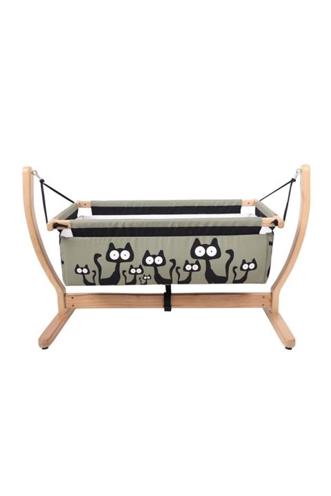 eryatex Anne Yanı Organik Ahşap Bebek Beşiği Hamak Beşik