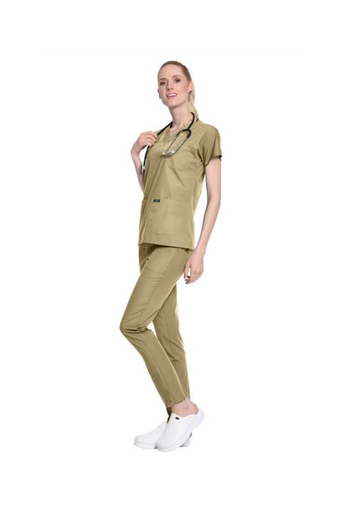 LAME Terrycotton Bej Hemşire Forması Takımı