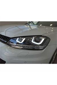 GENPO Volkswagen Golf 7 U Led Far Silver Haraketli Sinyal -(uzun Kısa Led Aydınlatmalar Farın Içinde)