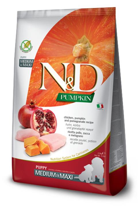 N&D Nd Tahılsız Balkabaklı Tavuk Narlı Orta Büyük Irk Yavru Köpek Maması - 2,5 Kg
