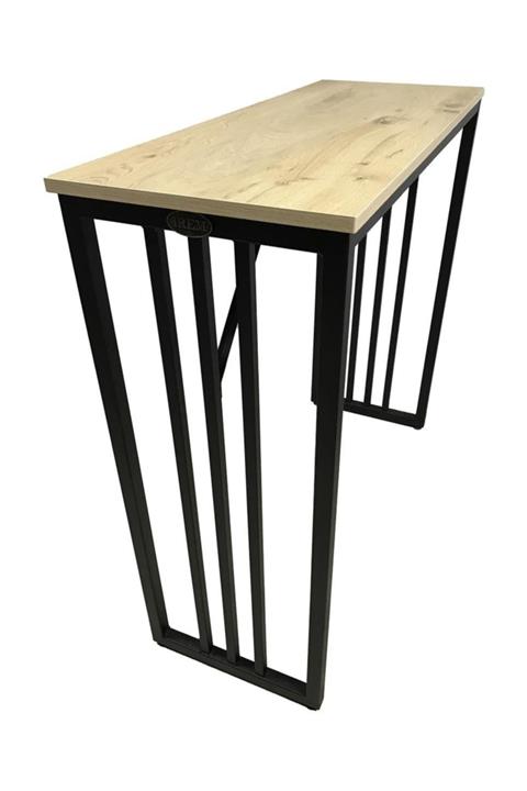 İREM Bar Tipi Masa Bar Masası Metal Ayaklı Yemek Masası Meşe