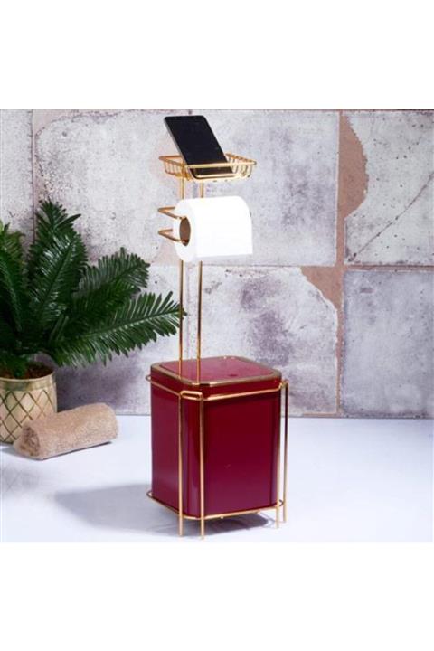 Kosova Yedekli Wc Kağıtlık Çöp Kovası Altın Vişne Oky-0452