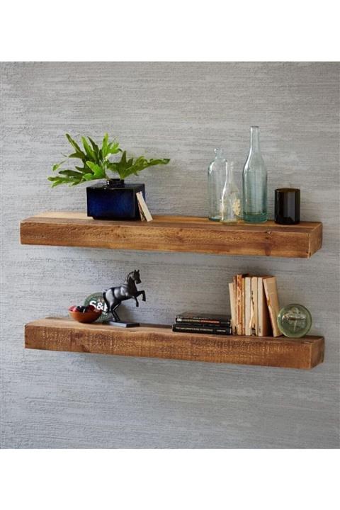 Dünya Magnet Holiday Ahşap Dekoratif 2'li Uçan Raf Kitaplık Gizli Duvar Monte Raf Duvar Rafı