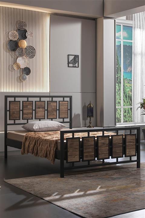 Unimet Minerva Ahşaplı Çift Kişilik Metal Karyola