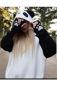 arer butik Kadın Siyah Panda Sweatshirt