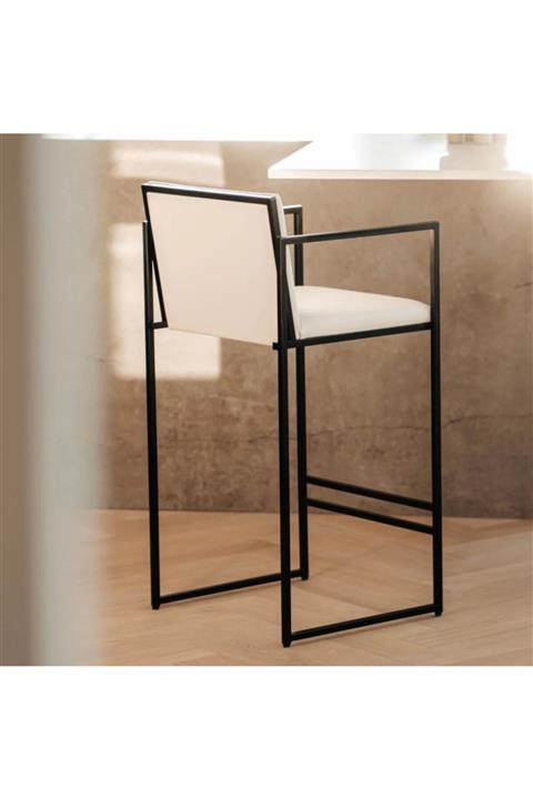 PABU DESIGN Sithra Modern Endüstriyel Bar Sandalyesi Tabure 65 Cm Siyah