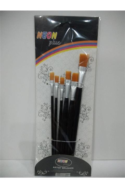 Neon Plus Np Kd-103 6lı Yuvarlak Uç Sulu Boya Fırça Seti Resim Fırçası Akrilik Boya Hobi Çalışmaları