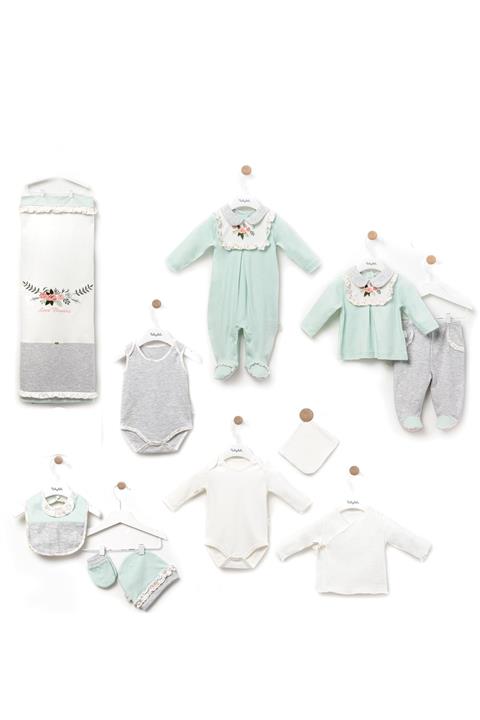 Babydola %100 Pamuk Çiçek Desenli Yenidoğan Bebek 10'lu Set