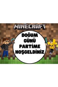 Parti Seza Minecraft 150*100 Cm Bıranda Iyiki Doğdun Afişi