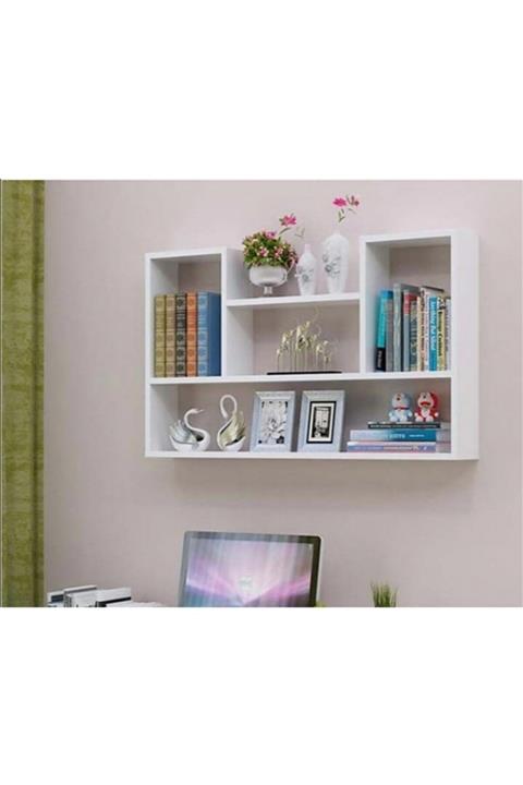Akmelekdekor Bölmeli Modern Kitaplık Beyaz